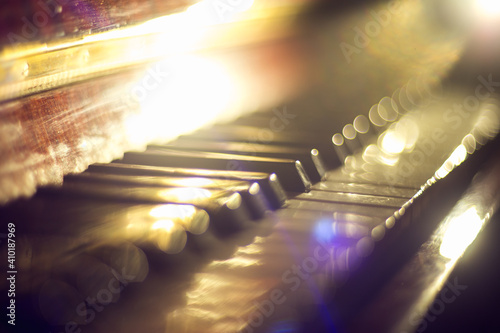 Old piano. Macro.