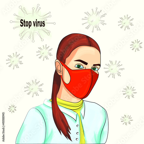 A doctor in a white coat and a medical mask will stop the covid-19 virus.
