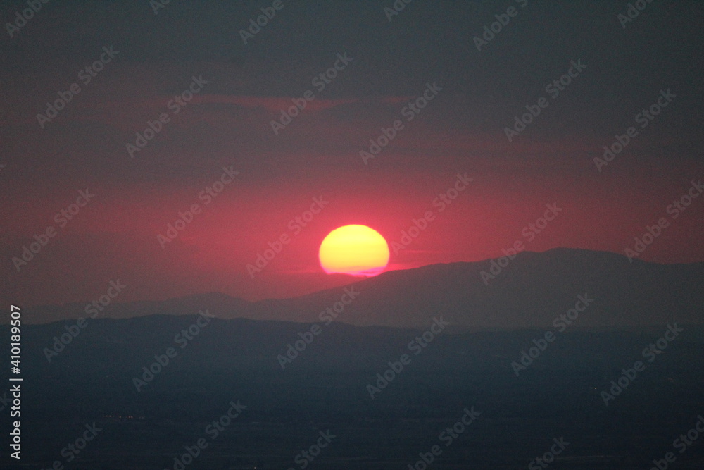 sunset over the mountains