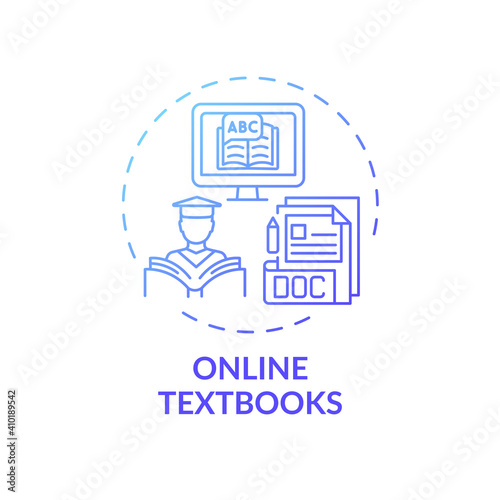 Online textbooks concept icon. Online teaching digital resources. Futuristic learning program for student in schools idea thin line illustration. Vector isolated outline RGB color drawing
