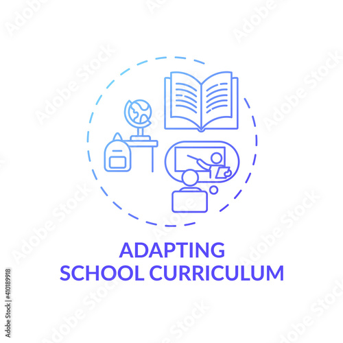 Adapting school curriculum concept icon. Online teaching tips. Dynamic process that modifies guides of studies idea thin line illustration. Vector isolated outline RGB color drawing photo