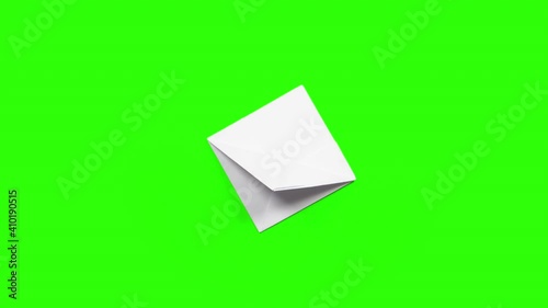 Stop motion animation, sheet folds making a paper boat, leaves de screen sailing. A Paper boat unfolds remaining as a blank sheet in the middle of the screen. Seamless loop. Transparent background.