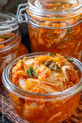 Kimchee in glass container