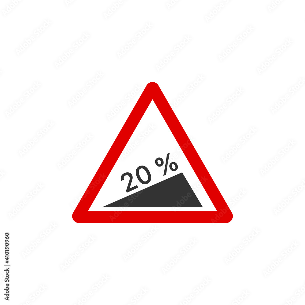 Steep hill downwards to left triangle road sign icon. Traffic signs symbol modern, simple, vector, icon for website design, mobile app, ui. Vector Illustration Steep hill downwards to left triangle road sign icon. Traffic signs symbol modern, simple, vector, icon for website design, mobile app, ui. Vector Illustration