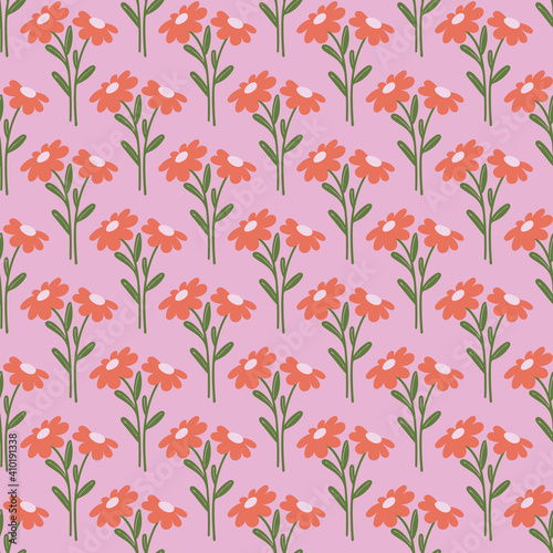 Orange Daisy Bouquet Seamless Repeating Pattern