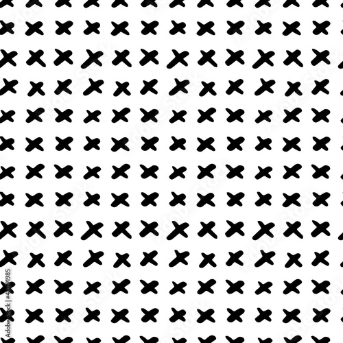 Hand drawn modern doodle seamless pattern. Black grunge cross on white background