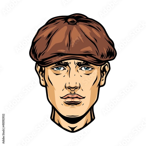 Handsome man face in irish cap