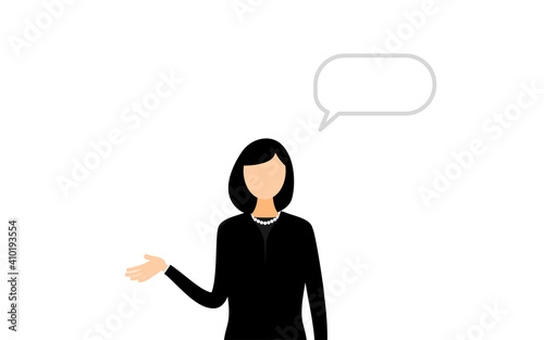 喪服を着た若い女性、会話