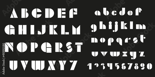 Bauhaus letters and numbers set. Modern typography. Font for events, promotions, logos, banner, monogram and poster.