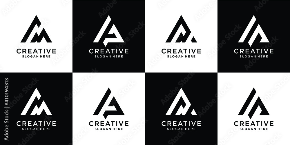 Set of abstract initial letter am, letter an logo and letter ap template. icons for business of luxury, elegant, simple Set of abstract initial letter am, letter an logo and letter ap template. icons for business of luxury, elegant, simple