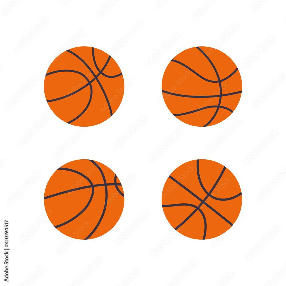 Vector illustration of basketball balls. Flat style isolated on white background.