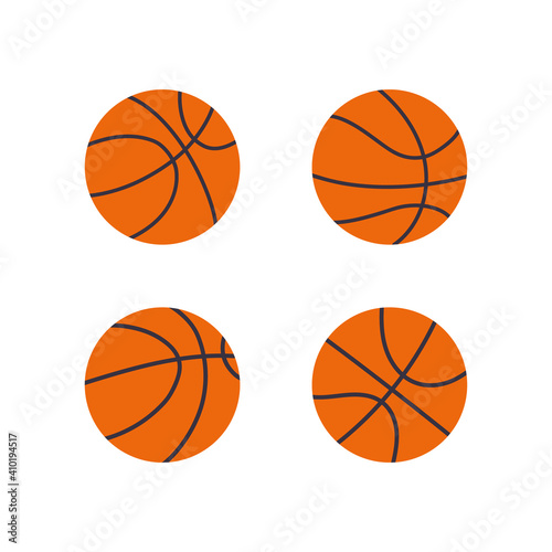 Vector illustration of basketball balls. Flat style isolated on white background.