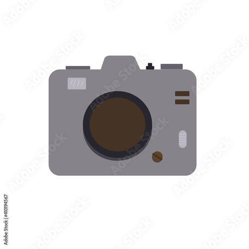 Photo camera simple flat style vector trendy illustration accessory for voyage, travelling, clipart for greeting cards, invitations, summer holiday design