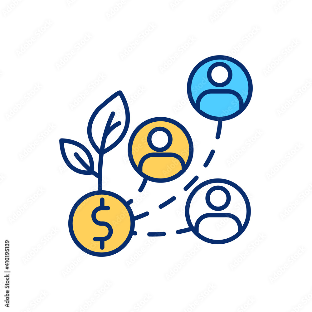Wide talent pool RGB color icon. Successful employment. Benefit from hiring professional candidate. Earn money. Finance and economy strategy. Business management. Isolated vector illustration Wide talent pool RGB color icon. Successful employment. Benefit from hiring professional candidate. Earn money. Finance and economy strategy. Business management. Isolated vector illustration