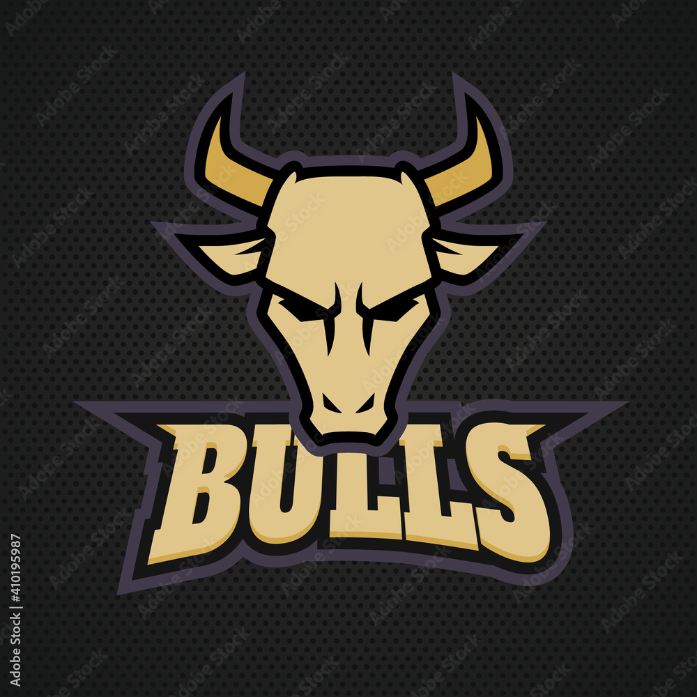 Fototapeta premium Modern professional bull logo for a sport team. logo on a dark background.