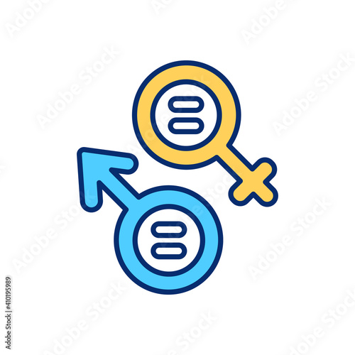 Cisgender RGB color icon. Gender rights and equality. Feminine and masculine. Balance in woman and man relationship. Feminism movement. Social awareness. Isolated vector illustration photo