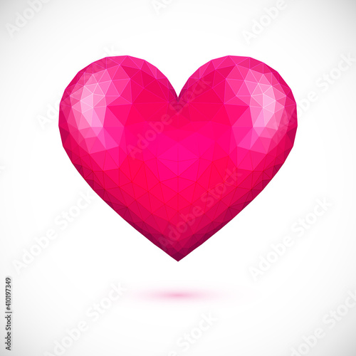 Pink 3d polygonal sparkling heart