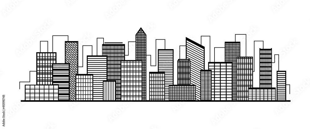 city silhouette icon with windows. Illustration