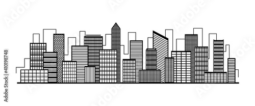 city silhouette icon with windows. Illustration