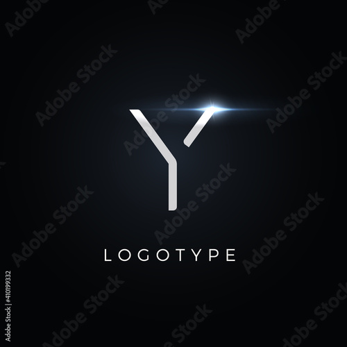 Futurism style letter Y. Minimalist type for modern futuristic logo, elegant cyber tech monogram, digital device and hud graphic. Minimal style symbol, vector design