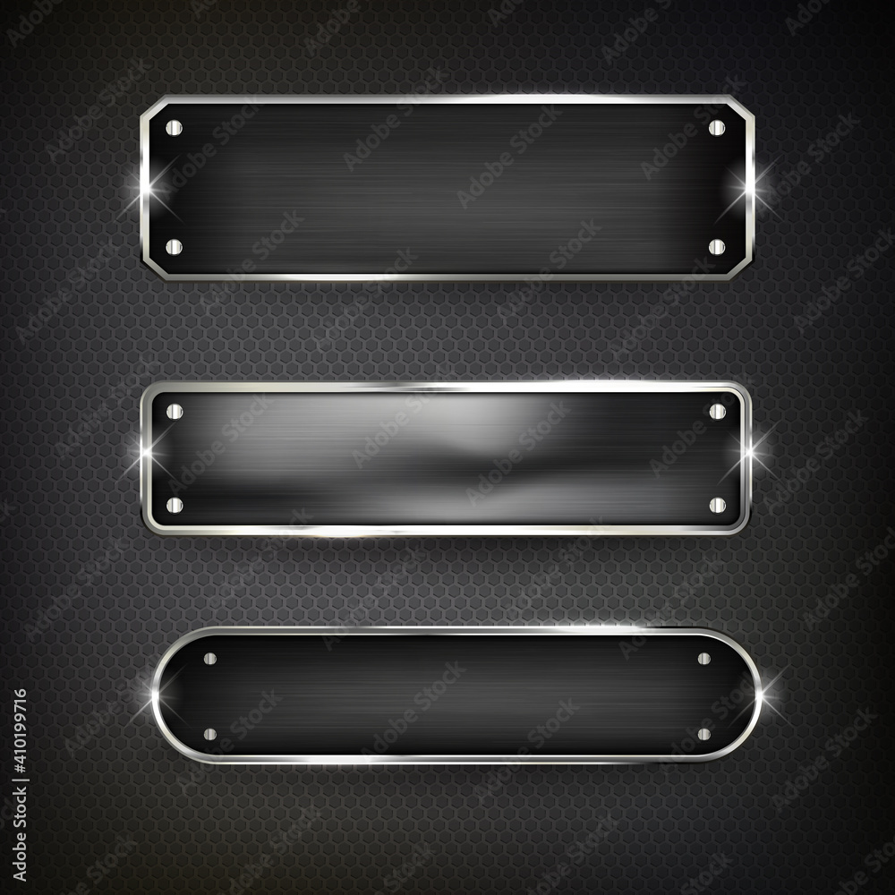 Buttons set web steel on background color black 2 Buttons set web steel on background color black 2