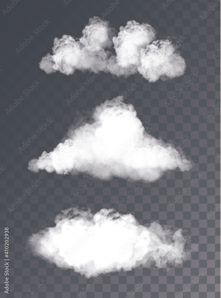 cloud vector illustration. set of vector clouds isolated with no background.  smoke transparent background Stock Vector | Adobe Stock