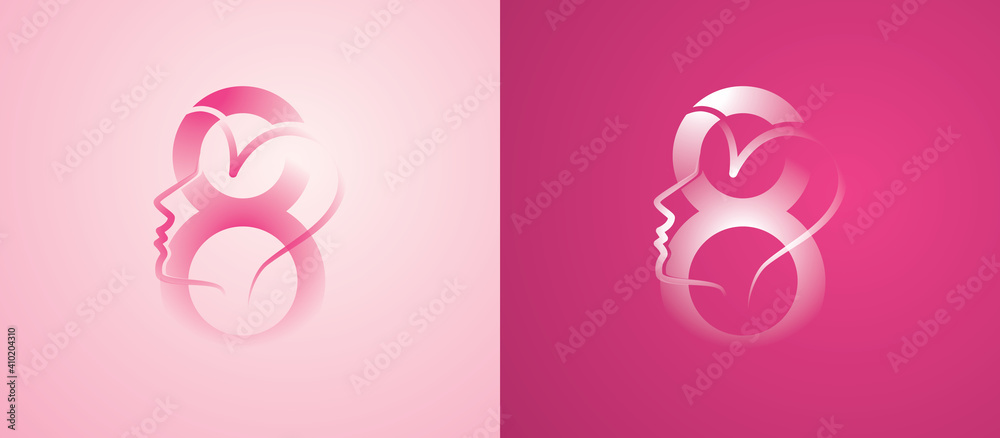 women's day March 8 vector illustration. graphic design for the international women's day celebration March 8. Icons for registration of booklets, posters, gift cards, discounts and sales.