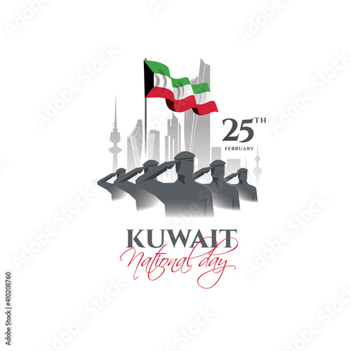 Kuwait national day vector illustration. design of the schedule for the holidays of Kuwait. 25th happy national day holiday of independence. February 26 is the day of liberation of Kuwait.