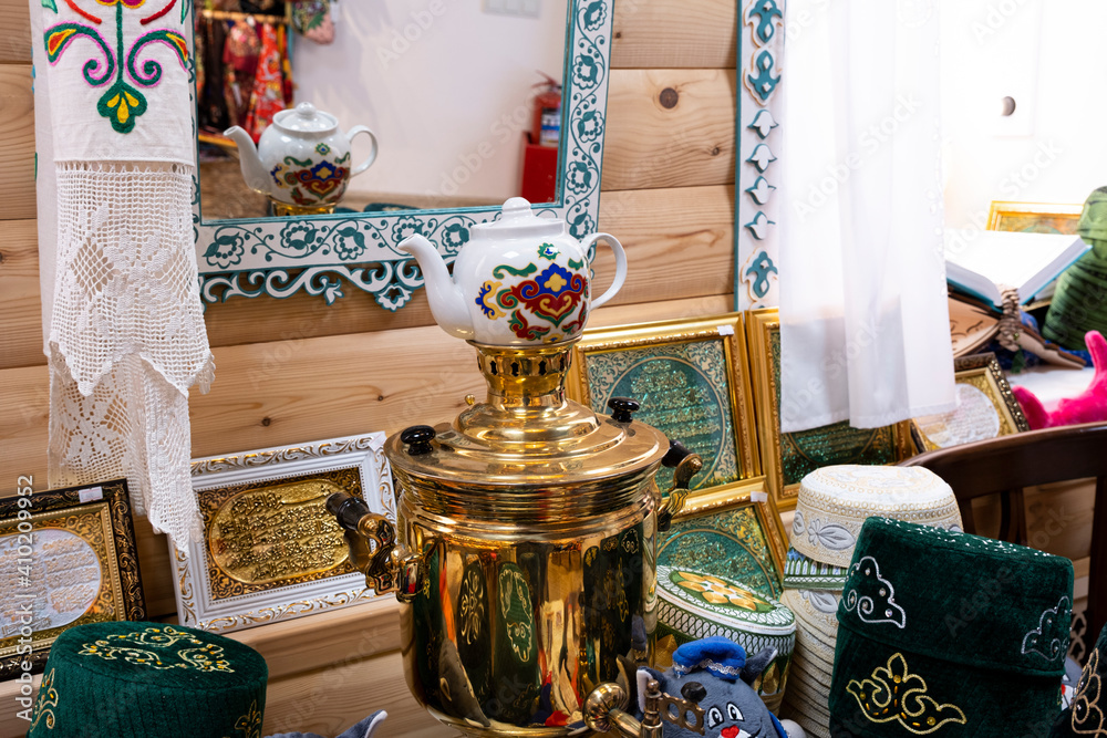 Russian national subjects. The kettle is on the samovar. Tyubiteiki. Souvenirs from Kazan
