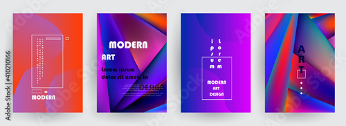 Covers templates set with graphic geometric elements. Applicable for brochures  posters  covers and banners. Vector illustrations.