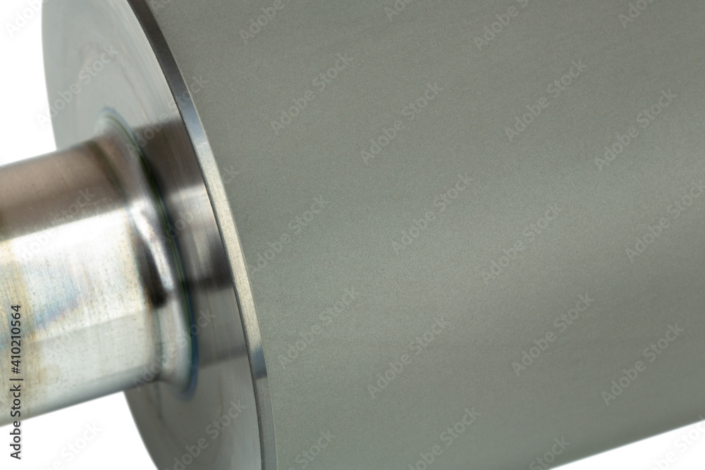 Closeup shot of an anilox roller also called a raster cylinder or ...