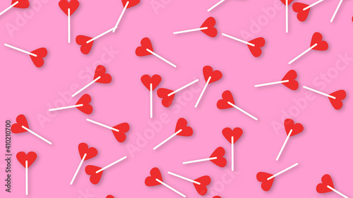 paletas de corazones fondo rosado