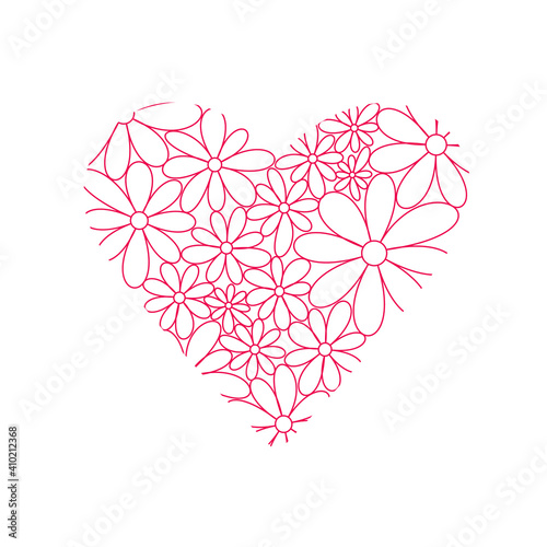 Heart and flowers shaped scrapbook template for Valentine's Day, Mom-day, wedding. Vector illustration on isolated white background. Home decor
