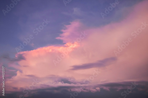 huge purple beautiful clouds On the Sunset