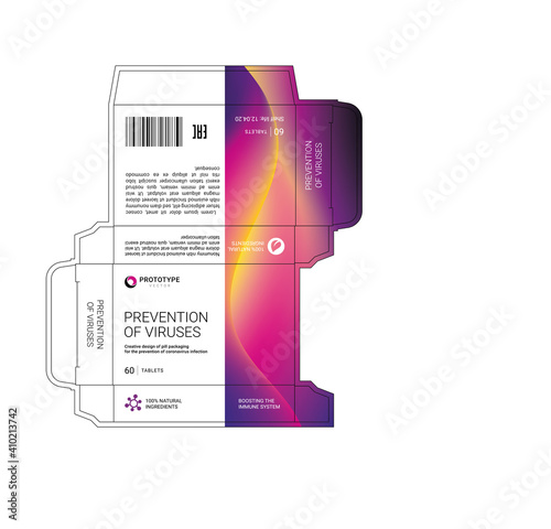 Design of cardboard packaging for medicines for the treatment of colds and infections