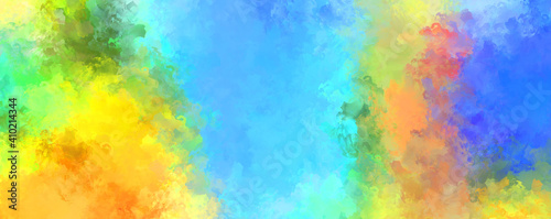 2D illustration of colorful brush strokes. Decorative texture painting. Vibrant paint pattern backdrop.