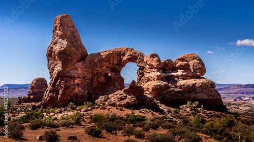 Turret Arch, one of the many large Sandstone Arches in Arches National Park Utah, United States