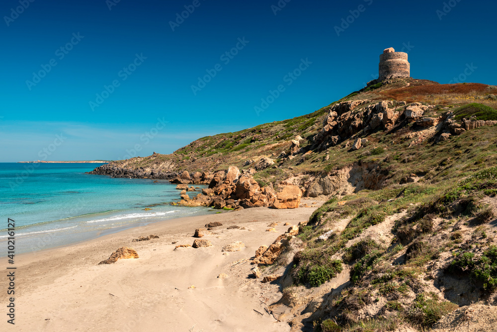 Sardegna, splendida spiaggia a Tharros, Cabras, Oristano, Italia 