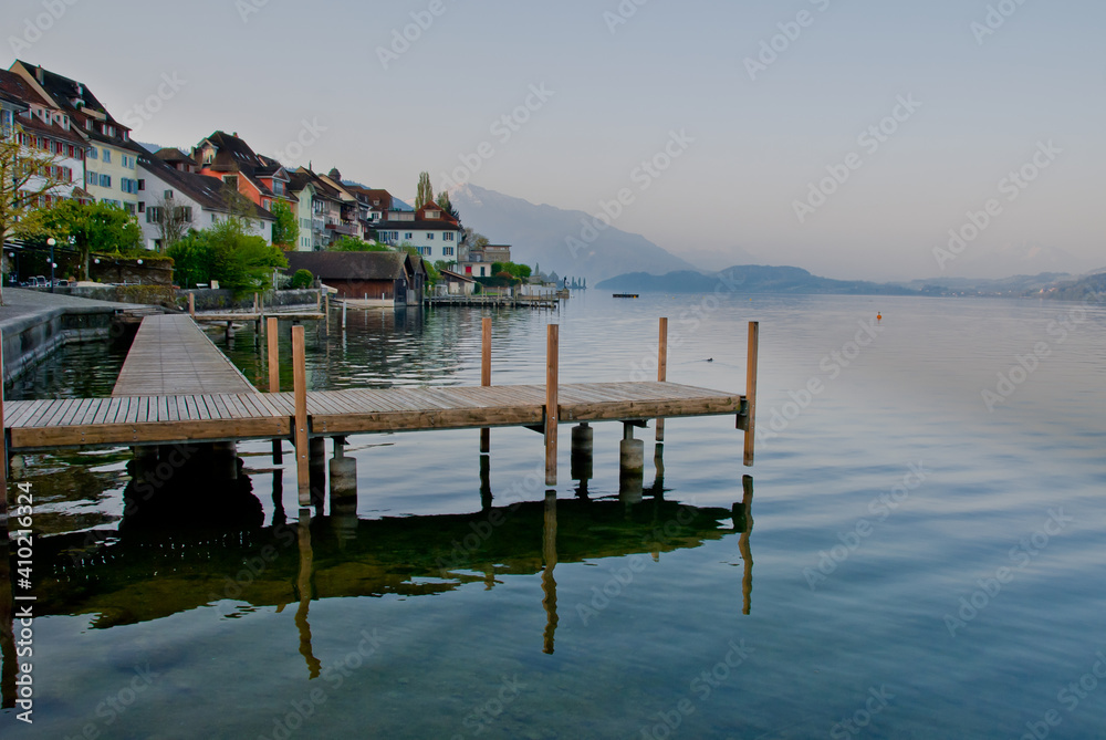 Lake Zug – beautiful lake in Swiss alps in Central Switzerland, situated between Lake Lucerne and Lake Zurich.
