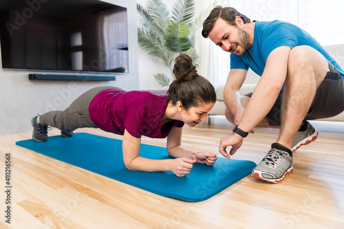 A Couple doing morning fitness at home