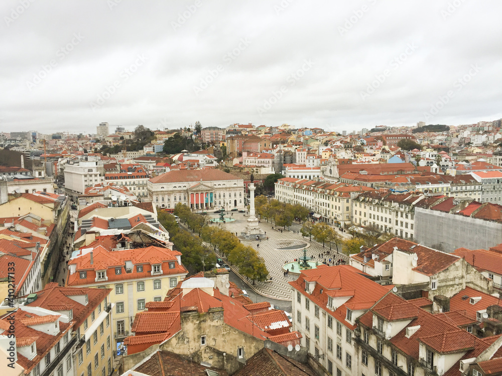 Obraz premium Beautiful panoramic city view from above. Lisbon. Portugal