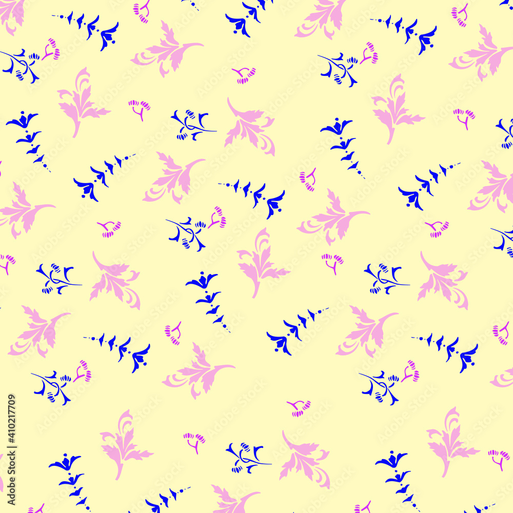 Floral seamless pattern. Hand drawn. For textile, wallpapers, print, wrapping paper. Vector stock illustration.