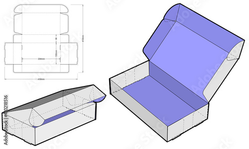 Thin cardboard box for sending mail. Highly recommended for technological and electronic products. Ease of assembly, no need for glue (Internal measurement 23x13x5 cm) and Die-cut Pattern
