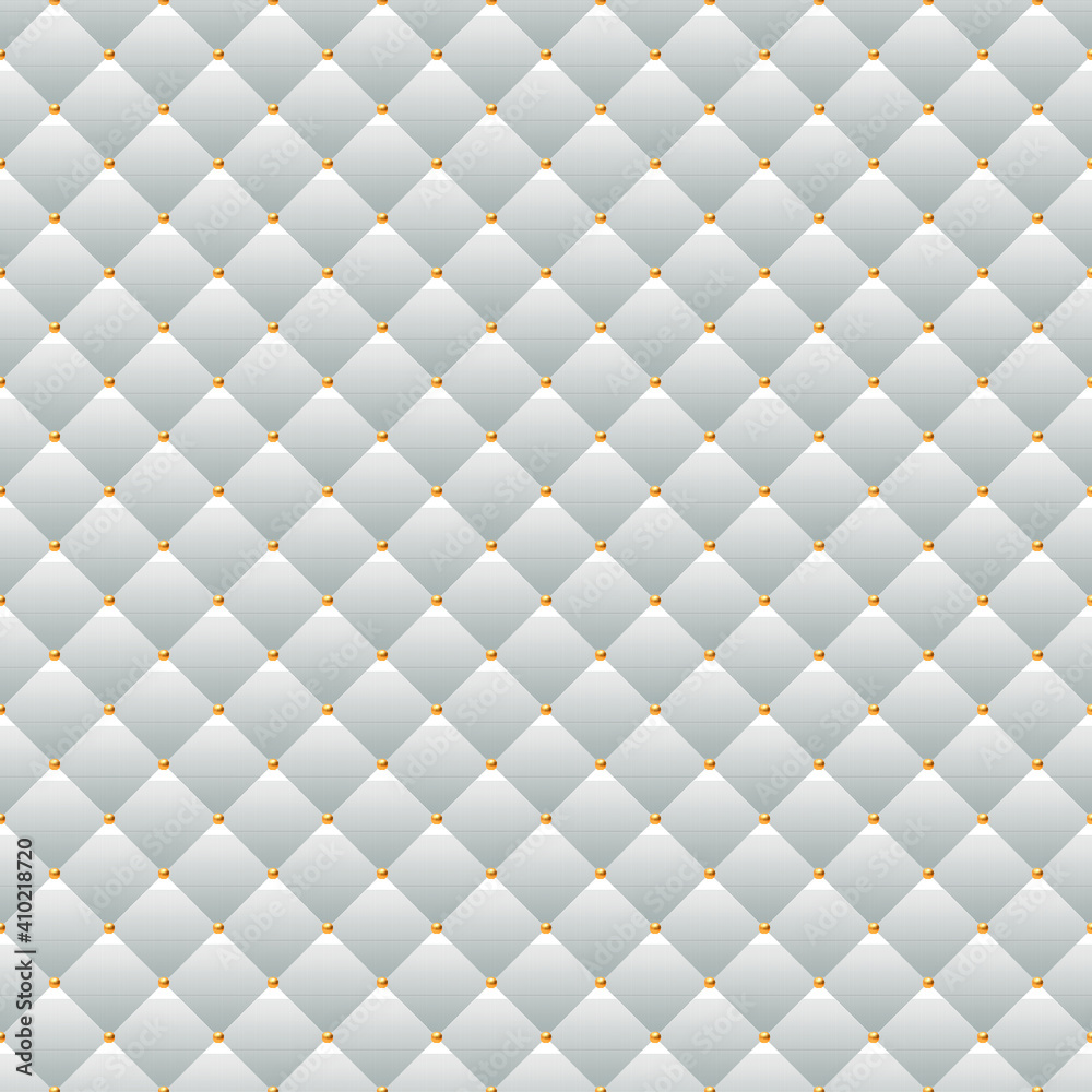Fototapeta premium Luxury white background with golden beads. Seamless vector illustration. Upholstery background.