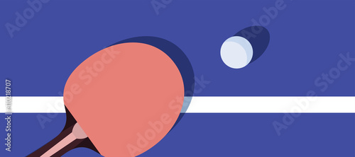 racket and ball for playing ping pong