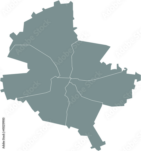 Simple vector gray map with white borders of sectors Bucharest, Romania