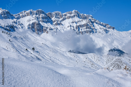 peaks of snowy mountains  magnificent winter views and natural wonders
