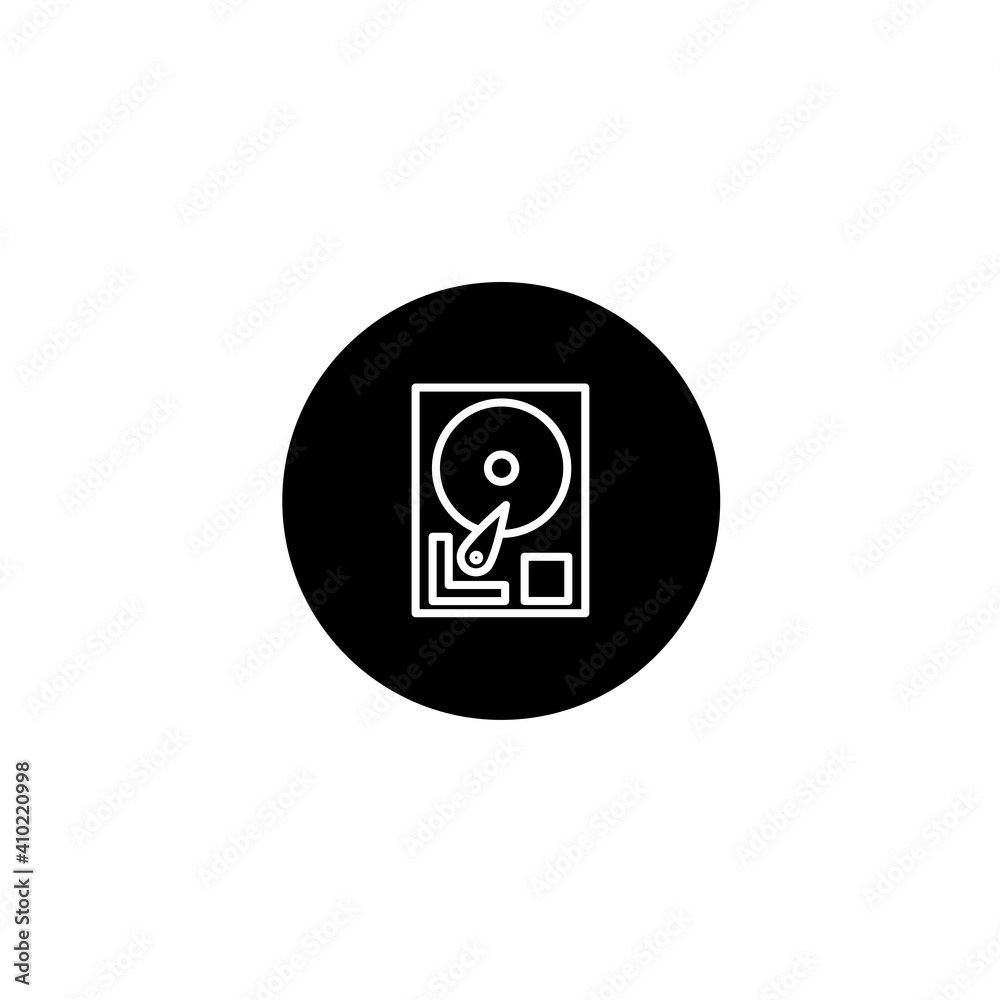Hard disk icon in black round style. Vector icon pixel perfect Hard disk icon in black round style. Vector icon pixel perfect