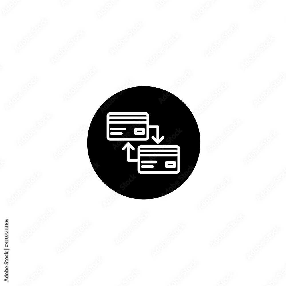 Credit card exchange icon in black round style. Vector icon pixel perfect Credit card exchange icon in black round style. Vector icon pixel perfect