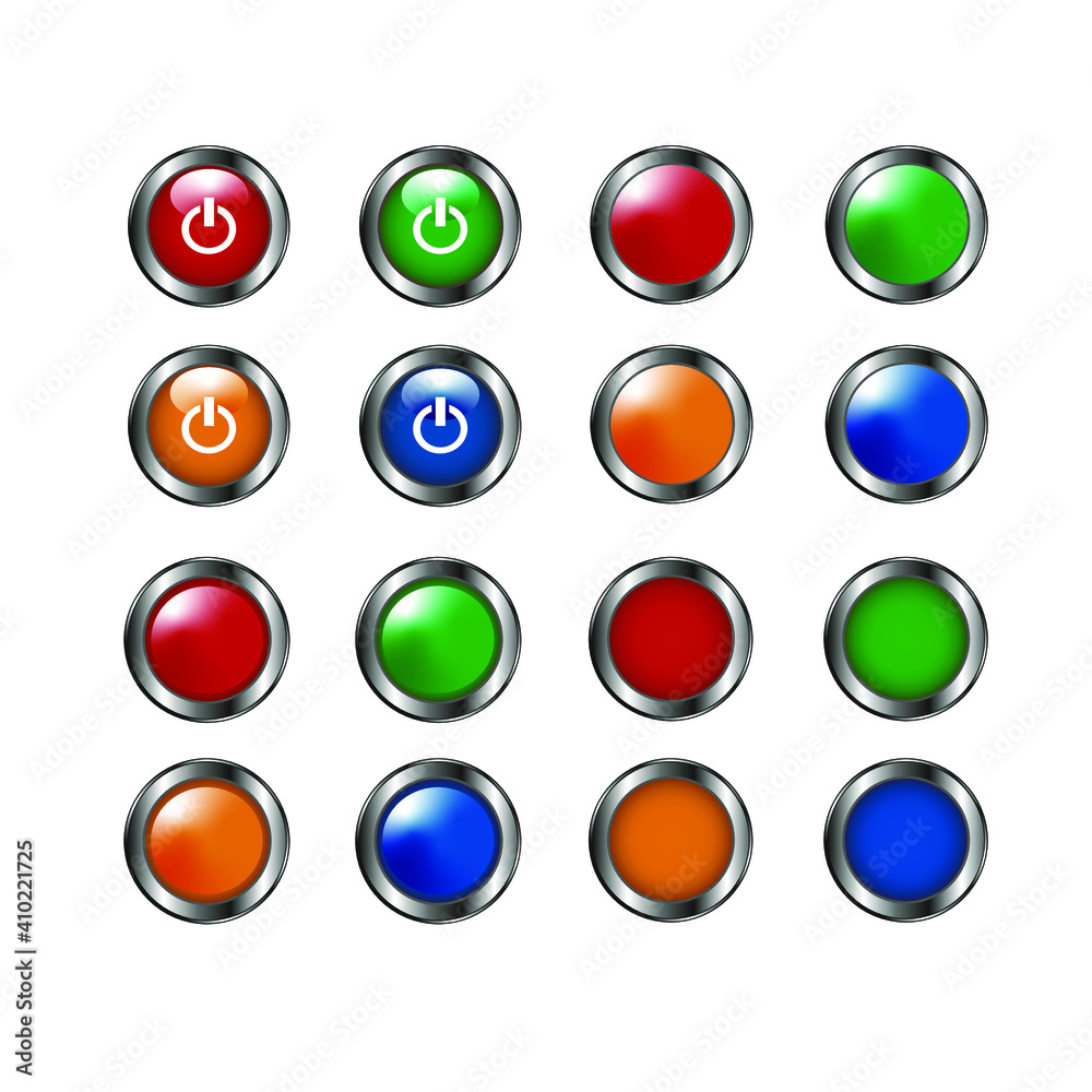 An illustration of switch ON OFF buttons on a white background. Colourful buttons. Vector. An illustration of switch ON OFF buttons on a white background. Colourful buttons. Vector.